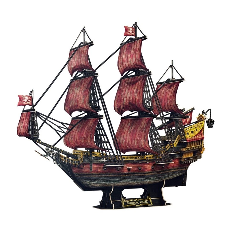 3D dėlionė Cubicfun Queen Anne's Revenge Jubiliejinis leidimas – modelis 306-T4040H, kolekcinis laivo konstravimo rinkinys