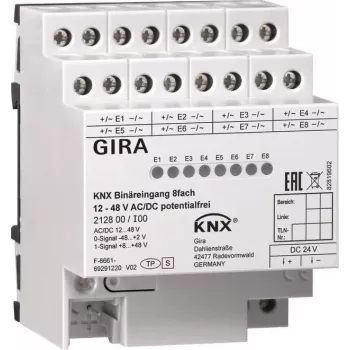 8 krypčių dvejetainis įėjimas KNX 12-8V AC/DC 212800 (212800) GIRA