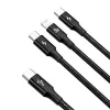 Baseus Rapid 3-in-1 USB laidas 1,5 m USB A / USB-C, Micro USB, Lightning juodas