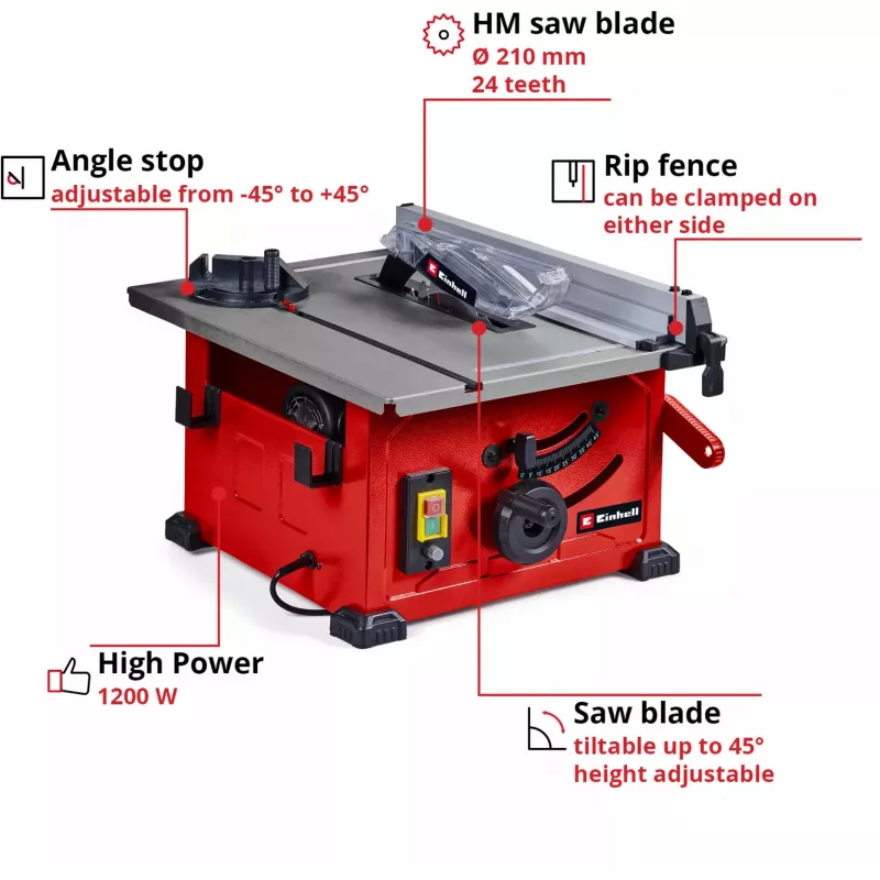 Stalinių pjūklų EINHELL TC-TS 8 su 210 mm disku, 230 V