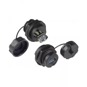 Alcasa IC04-U304 USB A lizdas juodas tiesus IP65/IP67
