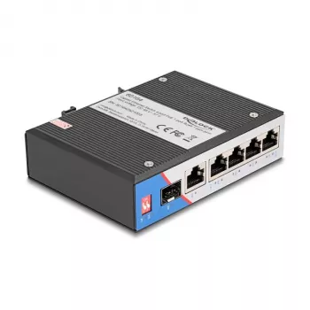 Tinklo jungiklis DELOCK 80164 4 prievadų Gigabit PoE su 1 RJ45 kylančiosios linijos prievadu