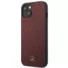 Mercedes MEHCP13SPSQRE iPhone 13 mini 5,4 raudonas kietas dėklas su odine žvaigždžių rašto apdaila