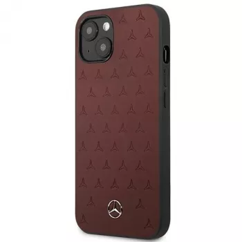 Mercedes MEHCP13SPSQRE iPhone 13 mini 5,4 raudonas kietas dėklas su odine žvaigždžių rašto apdaila