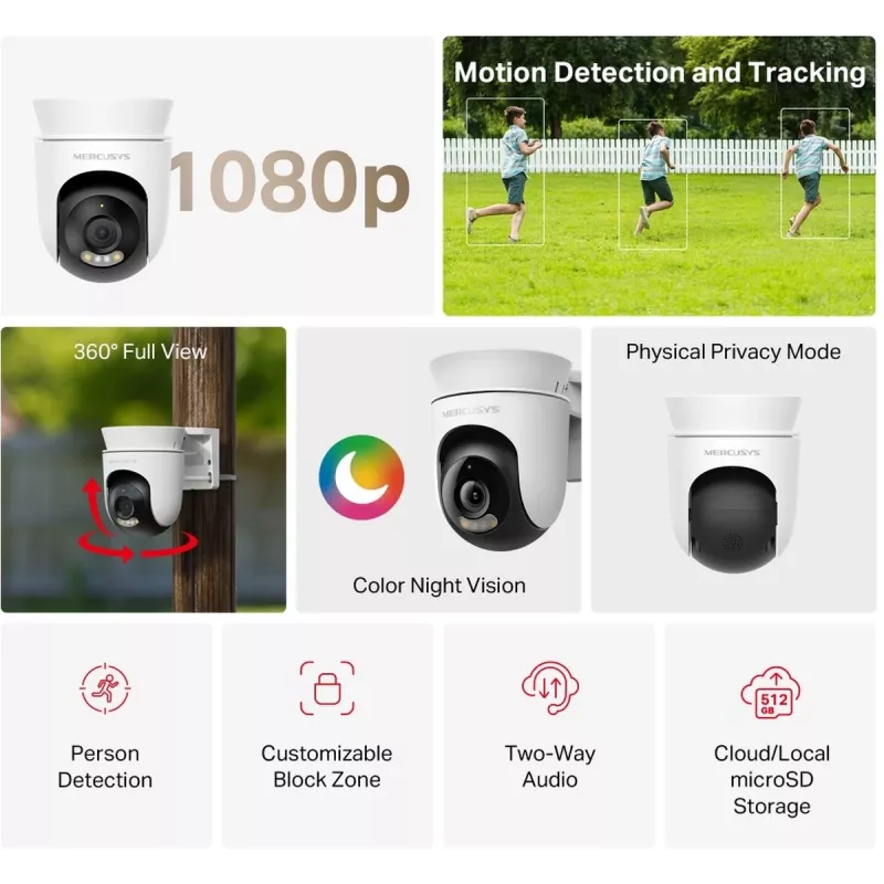 Mercusys MC500 lauko Pan/Tilt Wi-Fi saugos kamera