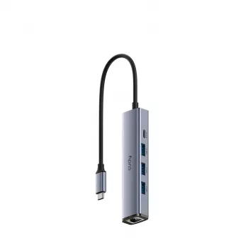 USB-C stotelė Cudy UH605 su Gigabit LAN, 3x USB-A 3.0, USB-C maitinimo įvadu, pilka