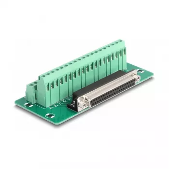 DeLOCK adapteris D-Sub 37 kištukas (moteriškas) į gnybtų bloką, montavimui ant DIN bėgio, 51 mm x 116 mm x 30 mm