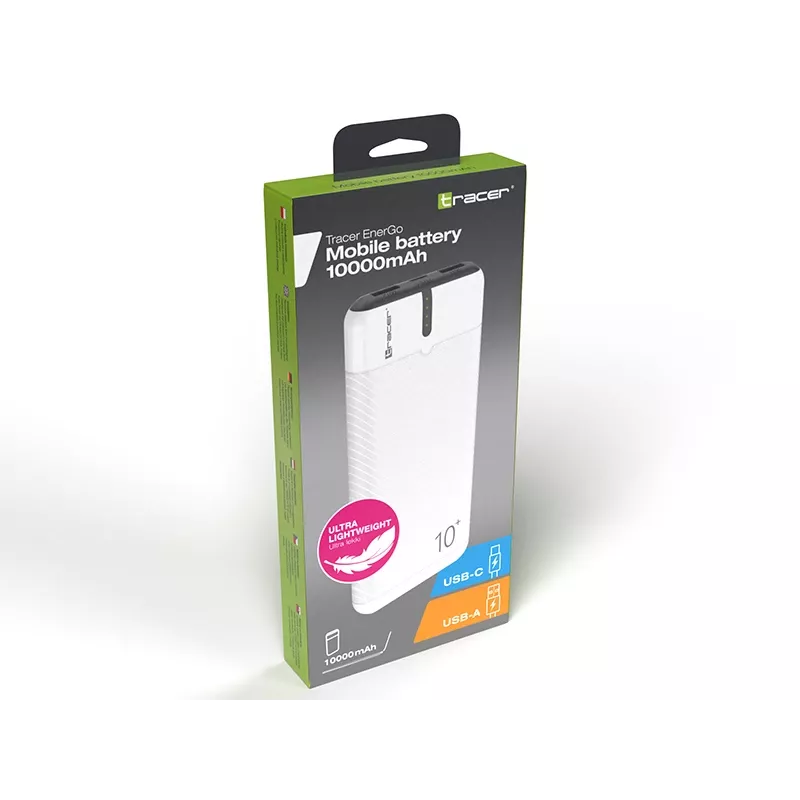 Power bank EnerGo 10000mAh baltas-juodas