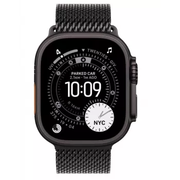 Išmanusis laikrodis Apple Watch Ultra 3 GPS + Cellular 49 mm juodas titano korpusas su juodos spalvos titano Milano apyranke (vidutinė)