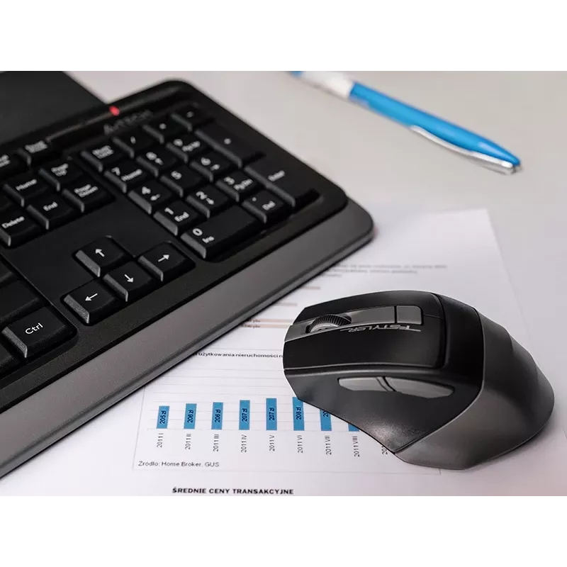 Belaidė pelė A4Tech FStyler 47478 2.4G Nano pilka ergonomiškas dizainas