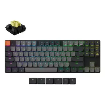 Mechaninė 80% klaviatūra Keychron K1X-B4 – USB + Bluetooth, QWERTY anglų, 87 klavišų, RGB apšvietimas, Pilka