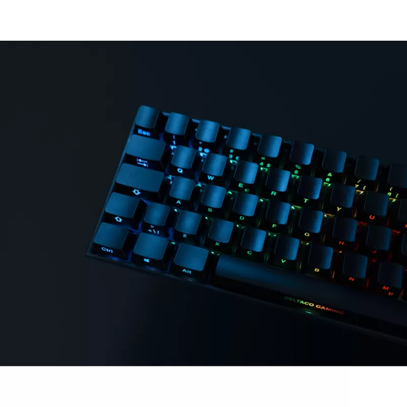 Deltaco GAM-100-DE - 65% - USB + Bluetooth - mechaniniai jungikliai - QWERTZ - RGB LED - juoda
