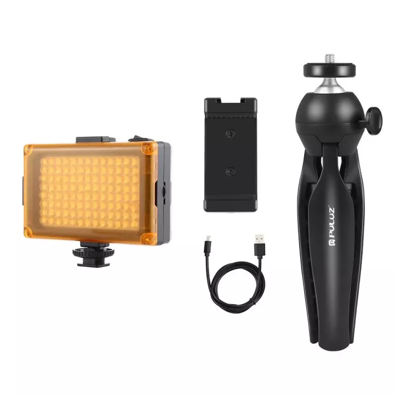 Stovas Tripod Puluz PKT3131B su integruota LED lempa ir telefono laikikliu