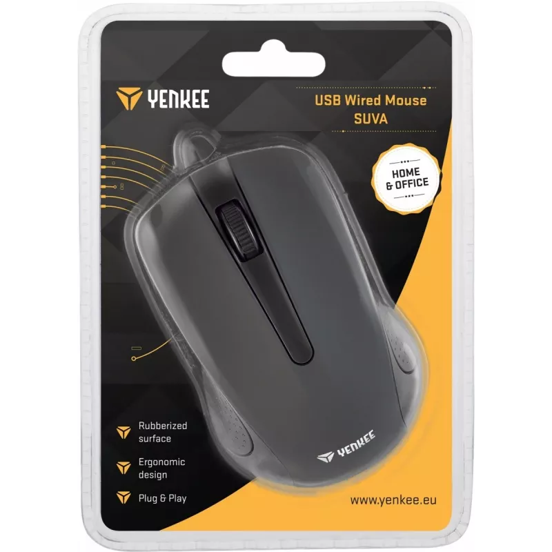 Yenkee YMS 1015BK SUVA USB laidinė pelė, 3 mygtukai, guminis paviršius, 1000DPI