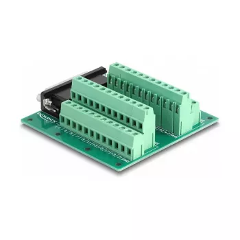 DeLOCK D-Sub HD 44 kontaktų moteriškas adapteris į gnybtų bloką DIN bėgiui 84mm x 86mm x 30mm