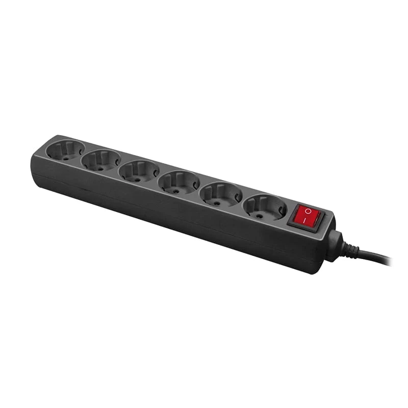 Prailginimo laidas LogiLink LPS202B 1,4 m 6 kištukinių lizdų juodos spalvos