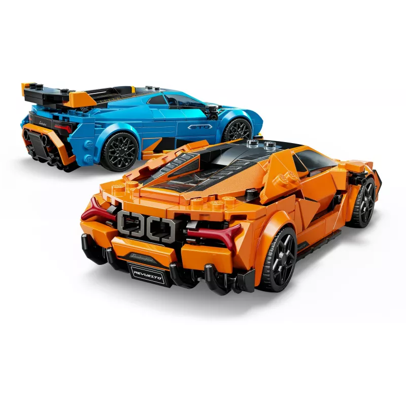 LEGO Speed Champions rinkinys 77238 — Lamborghini Revuelto ir Huracán STO, 607 dalių, 2 minifigūrėlės, rekomenduojama nuo 10 metų
