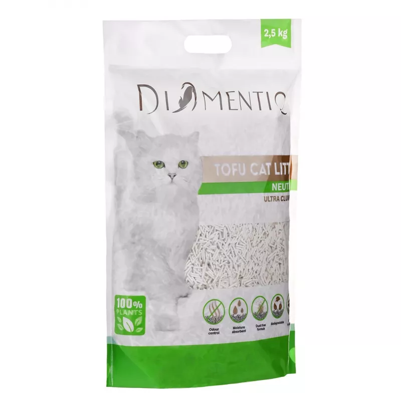 DIAMENTIQ Tofu Neutral Ultra clumping - augalinis kraikas - 2,5 kg