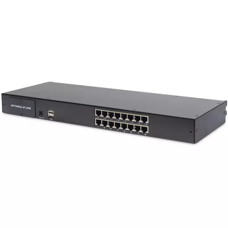 19 colių LCD KVM konsolė DIGITUS DS-72211-5US, 16 prievadų Cat.5, 1366x768, US International klaviatūra