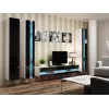 TV stovas Cama Meble VIGO NEW 30/180/40, balta viršus, juodas blizgus rėmas, 1800×400×300 mm