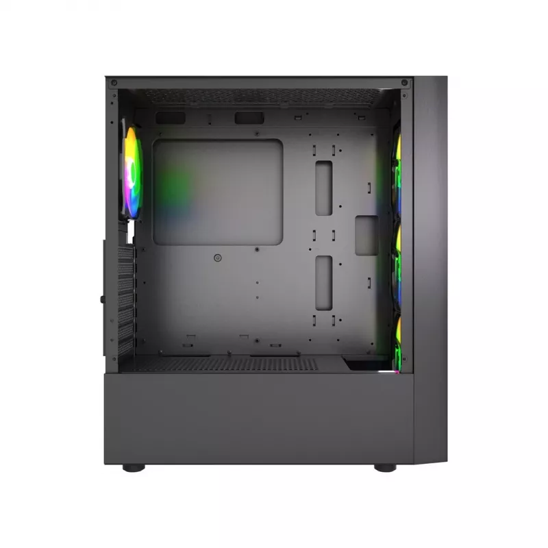 Gembird Fornax 4300 CCC-FC-4300 ATX Midi Tower žaidimų kompiuterio korpusas, grūdintas stiklas, ARGB ventiliatoriai, 2x USB 3.1, 1x USB 2.0, juodas