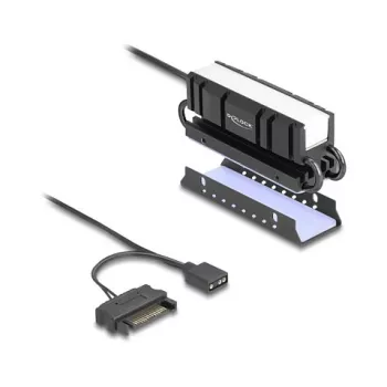 Aušintuvas DELOCK 18460 M.2 SSD 2280 — Aliuminis/Varis, RGB 5V, Juodas