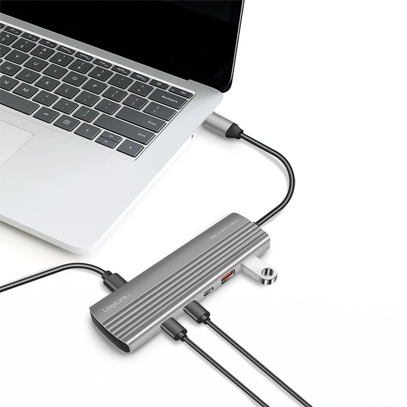 LOGILINK Ultra plonas USB 3.2 skirstytuvas 2xUSB-A, 8xUSB-C, PD, 100W