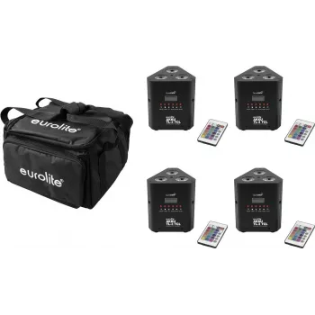 LED apšvietimo rinkinys EUROLITE AKKU TL-3 QuickDMX 4x su minkštu krepšiu
