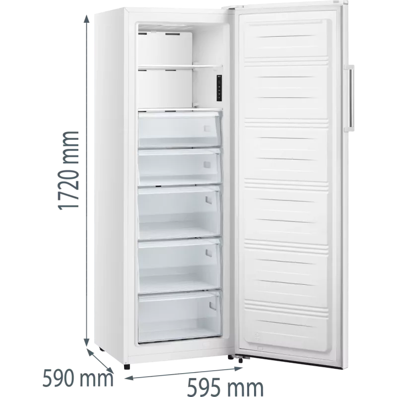 Šaldiklis vertikalus Gorenje FN617EEW5 — 240 L, No Frost, 172 cm, baltas, ekranas, E energijos klasė