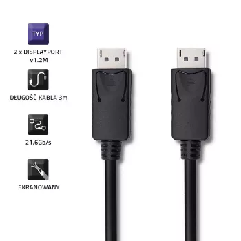 DisplayPort laidas Qoltec 50374 3 m juodas