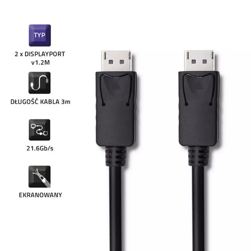 DisplayPort laidas Qoltec 50374 3 m juodas