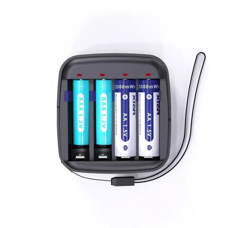 Įkroviklis XTAR BC4, skirtas AA/AAA NiMH ir Li-ion baterijoms, 4 lizdai, DC/USB įvestis, juodas
