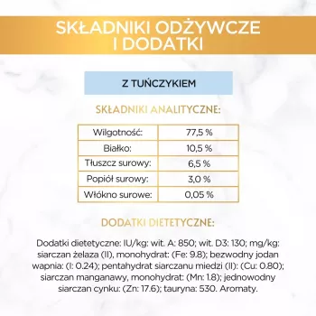 Šlapias kačių ėdalas Purina GOURMET Gold suaugusioms katėms su tunu 85 g skardinė
