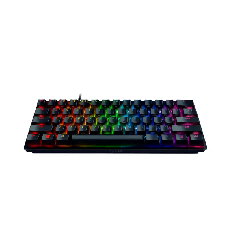Razer Huntsman Mini 60% žaidimų klaviatūra, optomechaniniai violetiniai jungikliai, RGB LED apšvietimas, NORD išdėstymas, laidinė