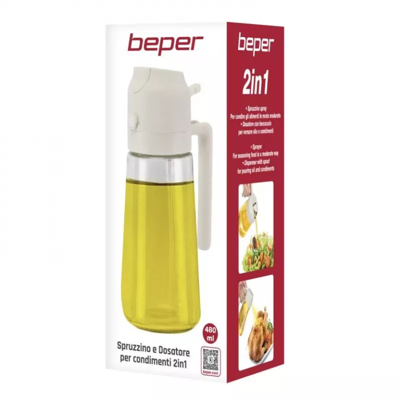 Beper C102SPE004 – 2-in-1 purškiklis ir dozatorius aliejui bei padažams, 480 ml