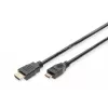Digitus ASSMANN HDMI kabelis, Mini-HDMI (vyriškas) – HDMI (vyriškas), 3 m, dviguba izoliacija, juoda (AK-330106-030-S)