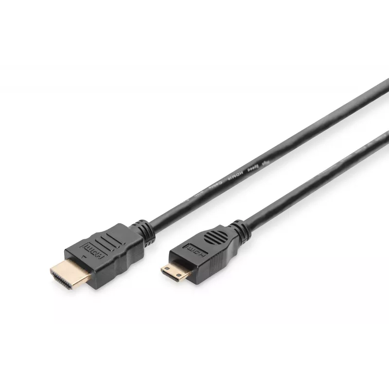 Digitus ASSMANN HDMI kabelis, Mini-HDMI (vyriškas) – HDMI (vyriškas), 3 m, dviguba izoliacija, juoda (AK-330106-030-S)