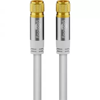 Goobay SAT antenos laidas (135 dB tipo), 4x ekranuotas, 5 m, baltas – auksuotas, F kištukas > F kištukas (70644)