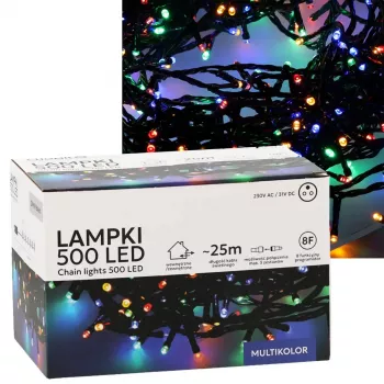 LED girlianda Extralink 500 šviesų įvairiaspalvė, 25 m, vidaus/lauko, modelis EX.73318