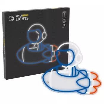 Dekoratyvinė neoninė šviesa MANTA SNL90MT Style Neon Lights – astronautas ant raketos