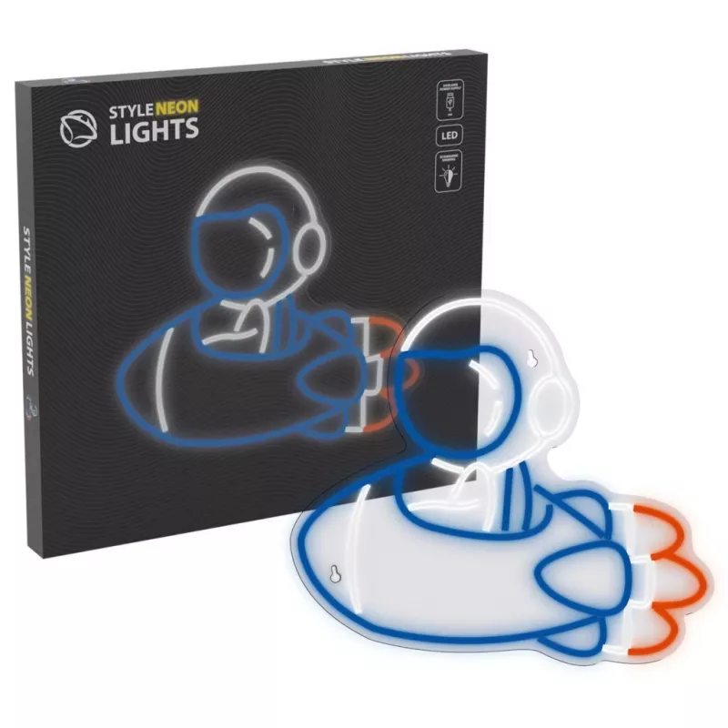 Dekoratyvinė neoninė šviesa MANTA SNL90MT Style Neon Lights – astronautas ant raketos