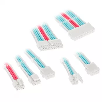 Prailginimo rinkinys maitinimo šaltinio laidams Kolink Core Adept – 6 vnt., PET pintas apvalkalas, variniai laidininkai, 20+4pin/8pin/4+4pin/3×6+2pin, 0,30–0,35 m