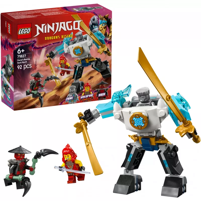 LEGO NINJAGO rinkinys 71827 Zane'o kovinis mechas, 92 detalės, 2 minifigūrėlės, aukštis 100 mm, nuo 6 metų