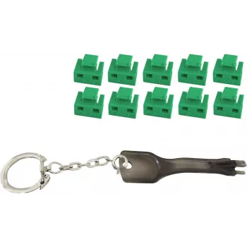 RJ45 prievado blokatorius ShiverPeaks BS08-01031 žalias – 10 spynų ir 1 raktas