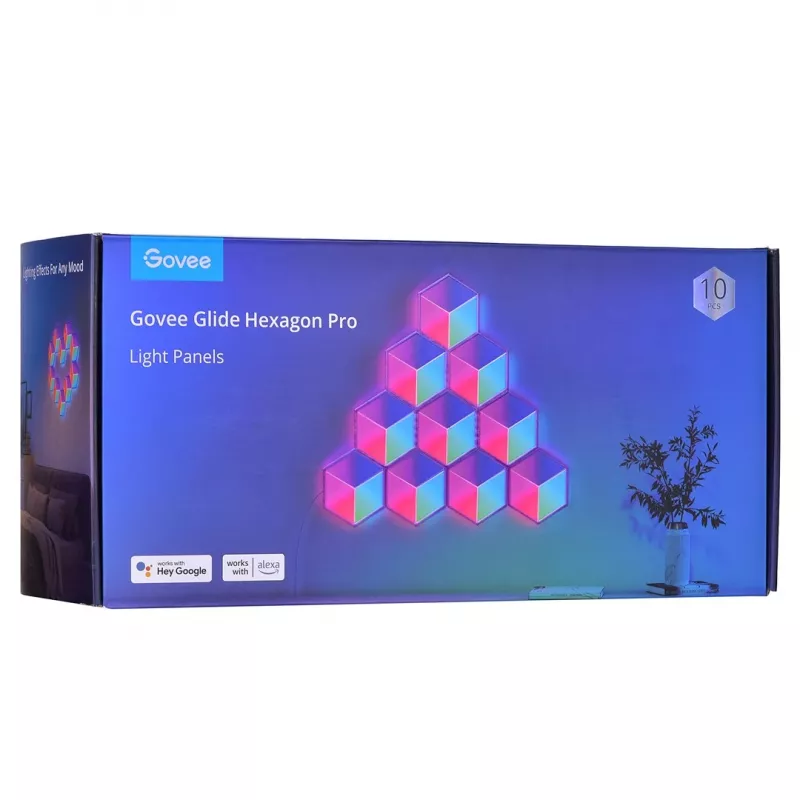 LED protingas skydelis Govee B6066 Hexa Pro RGBIC Bluetooth Wi‑Fi 10 vnt.