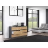 Komoda Top e Shop M6 140 ANT/ART, 6 stalčių, Antracitinis ąžuolas, 1380×750×400 mm