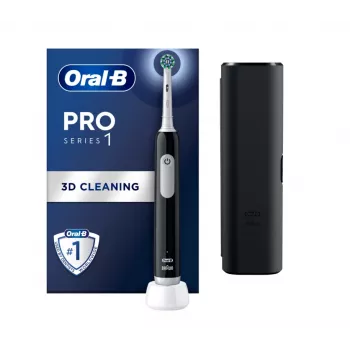 Oral-B PRO Series 1 besukiojanti-osciliuojanti suaugusiųjų dantų šepetėlis juodas