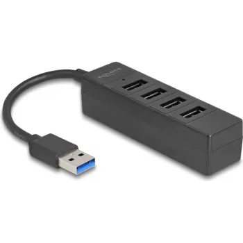 USB šakotuvas DELOCK 64350 – 4 prievadai USB 3.2 Gen 1 (Type-A), 5000 Mbit/s, 5 V/0,9 A, ABS, juodas