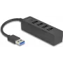 USB šakotuvas DELOCK 64350 – 4 prievadai USB 3.2 Gen 1 (Type-A), 5000 Mbit/s, 5 V/0,9 A, ABS, juodas