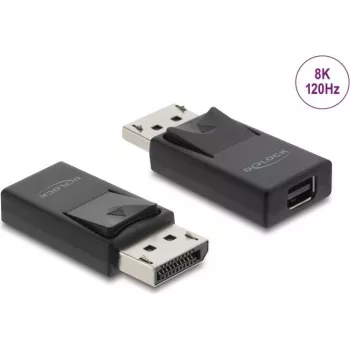 DELOCK adapteris DisplayPort į Mini DisplayPort 8K su HDR ir HDCP palaikymu, vieno gabalo USB kabelis